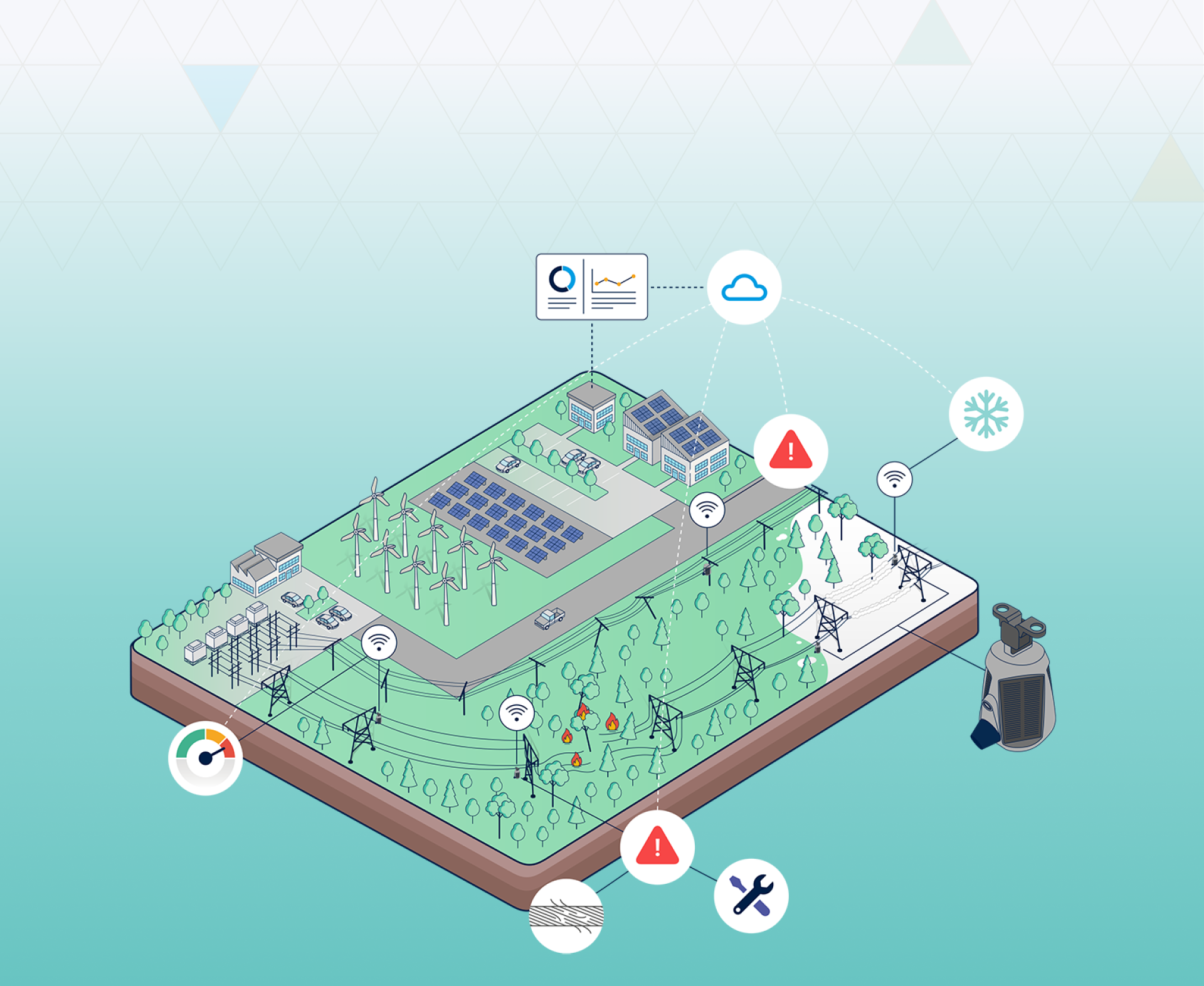 Illustration of a powerline monitoring system