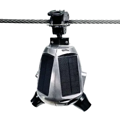 Sentri device hanging from a power line