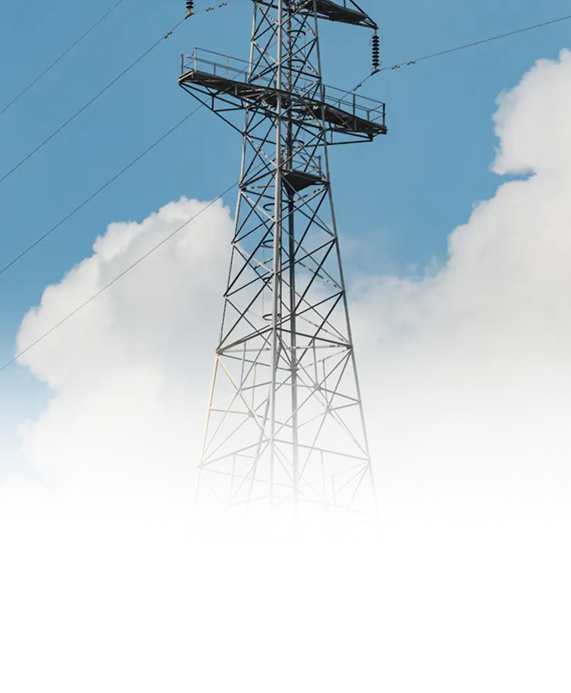 Power lines through a tower